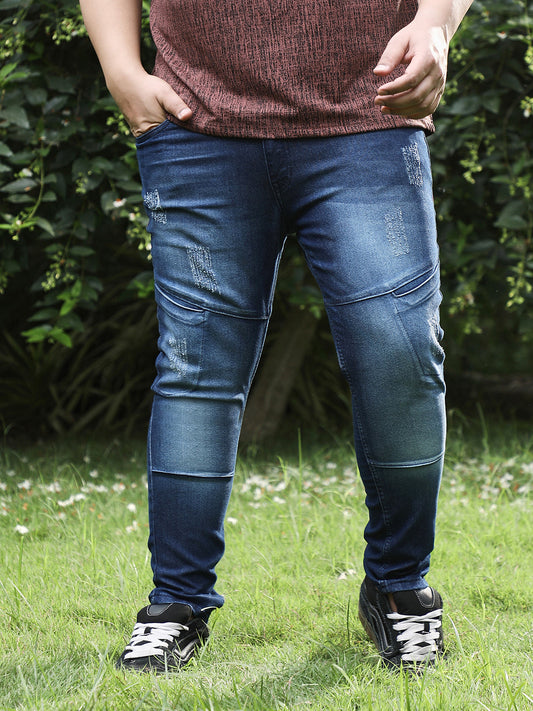 Dark-Wash Panelled Denim Jeans