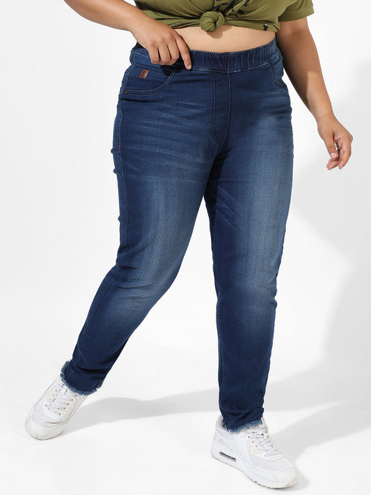 Navy Blue Dark-Wash Denim Jeans