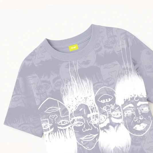 Static Jungle Round Neck Printed Blue T-Shirt FLYAF