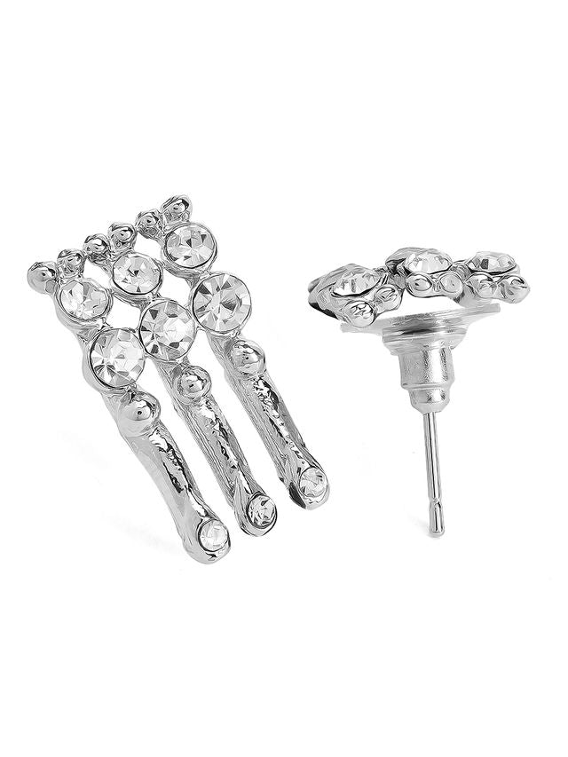 Rhodium-Plated White Cubic Zirconia Necklace & Earrings Set