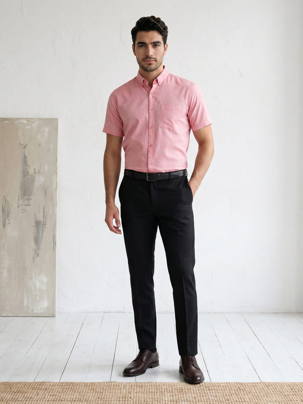 Kuons Men's Blush Pink Oxford Cotton Formal Shirt