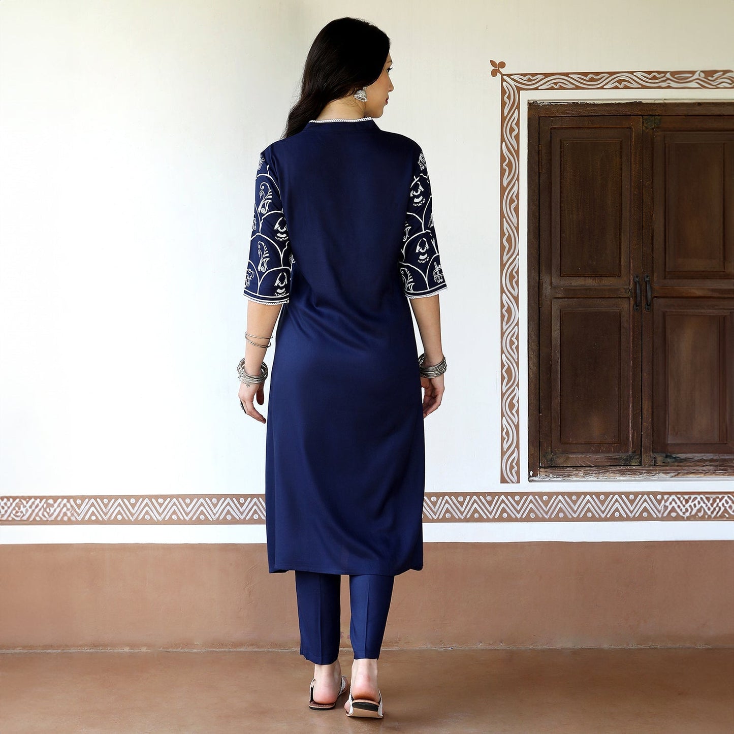Animal Print Kurta With Trousers Set