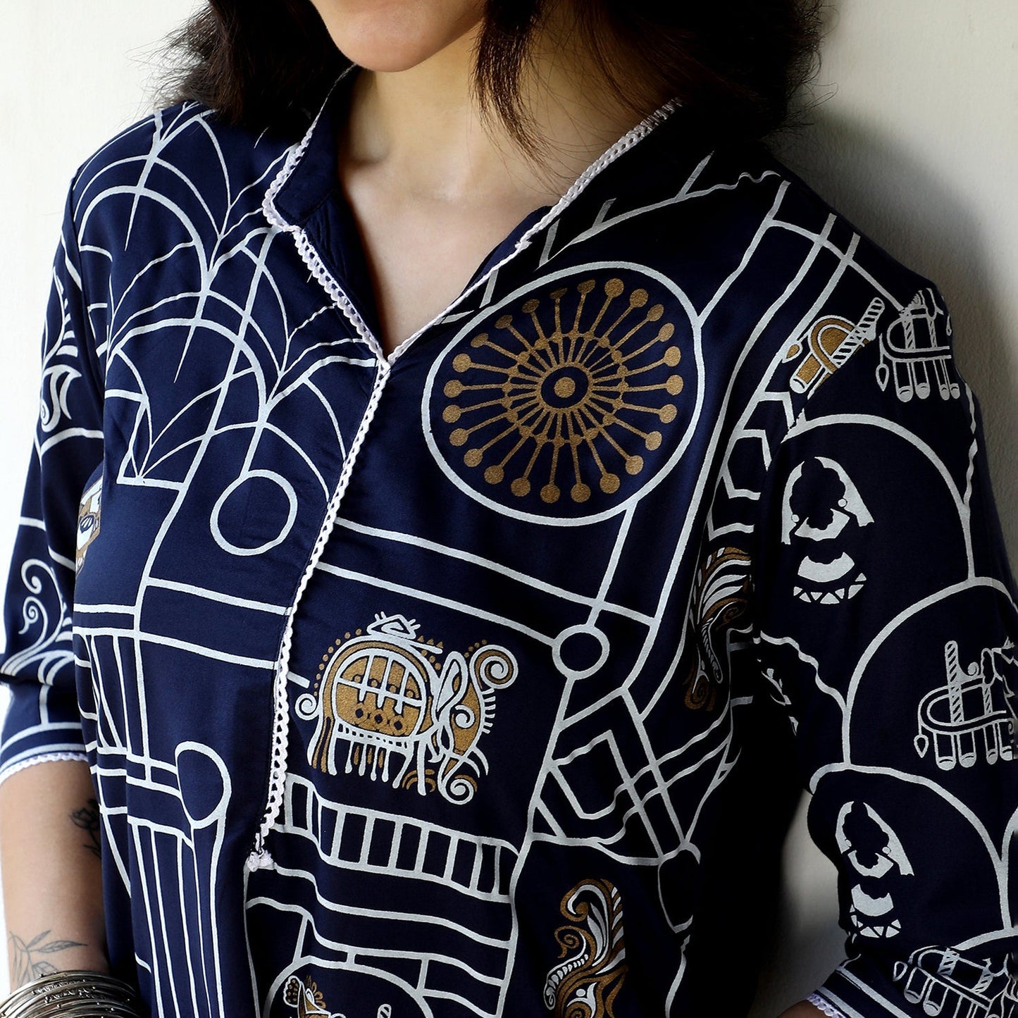 Animal Print Kurta With Trousers Set