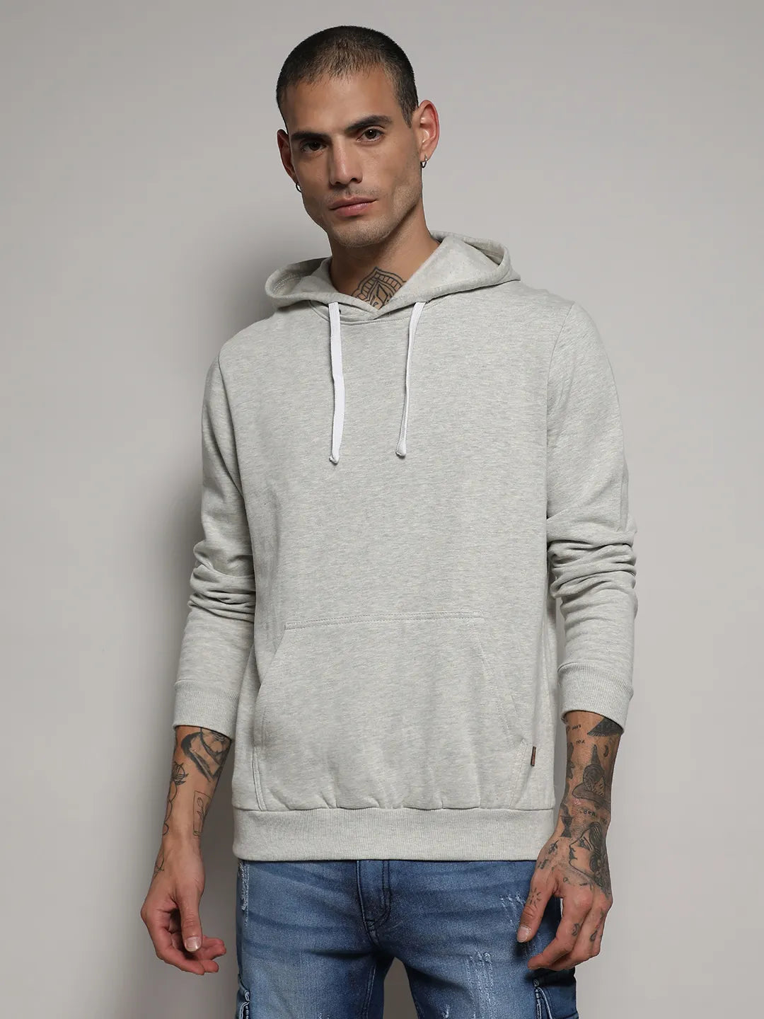 Pullover Hoodie With Contrast Drawstring