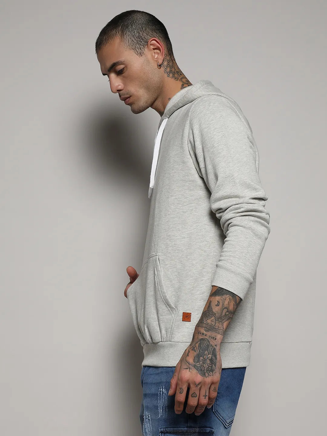 Pullover Hoodie With Contrast Drawstring