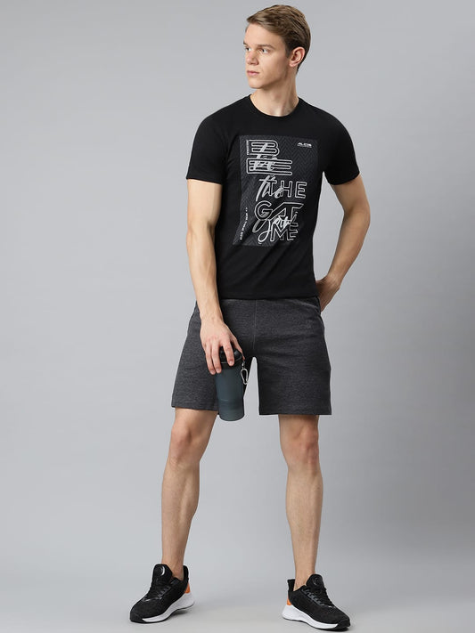 Alcis Men Black Typography Printed Slim Fit T-shirt