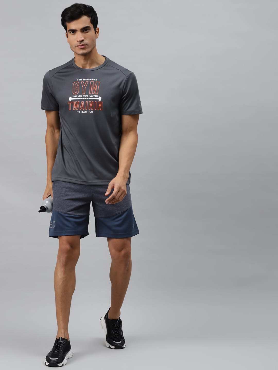 Alcis Men Navy Blue Colourblocked Slim Fit Sports Shorts