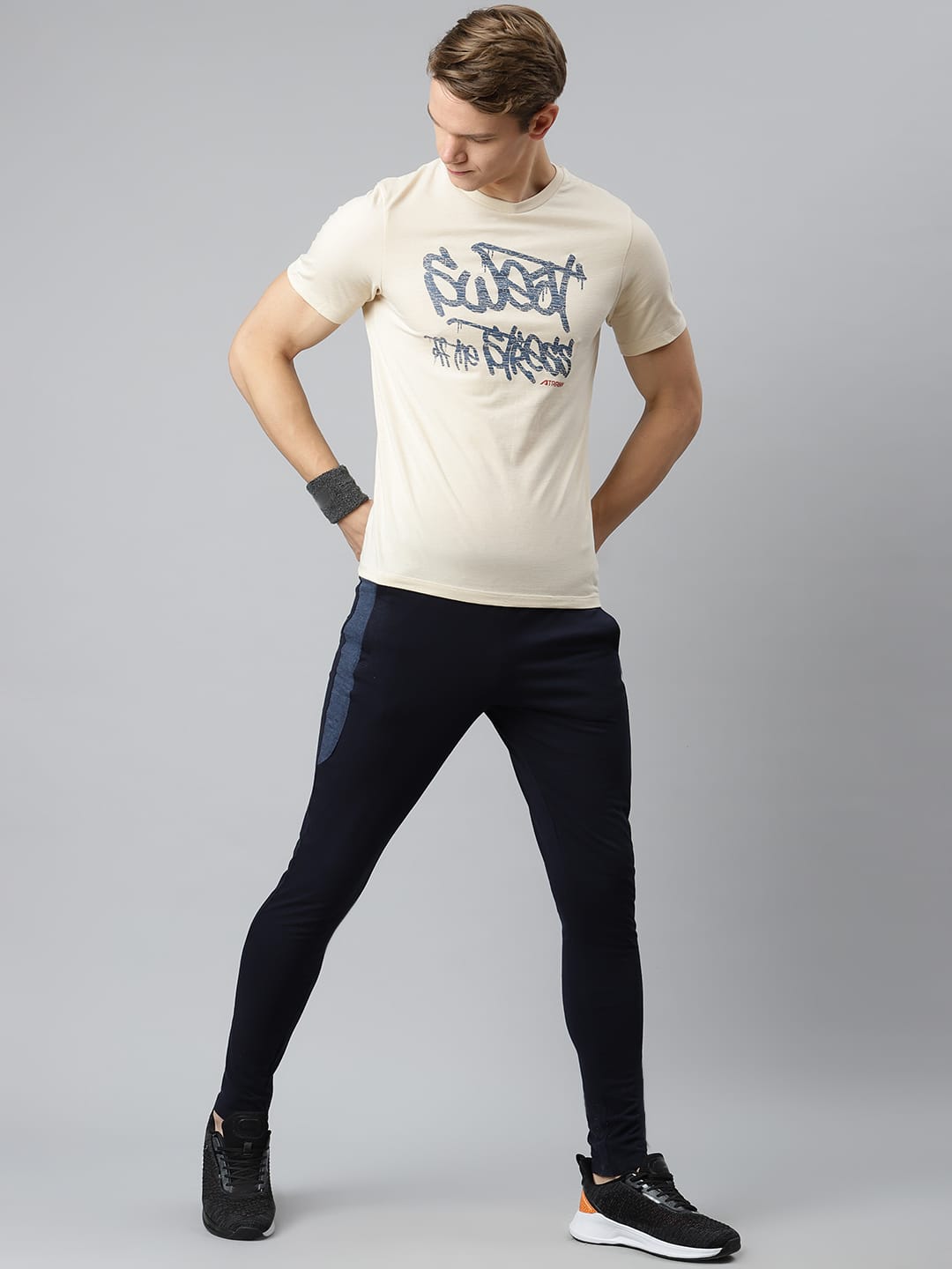 Alcis Men Solid Beige Tshirts