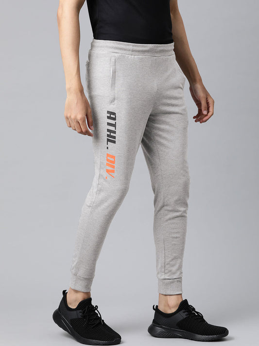 Alcis Men Grey Melange Solid Track Pants
