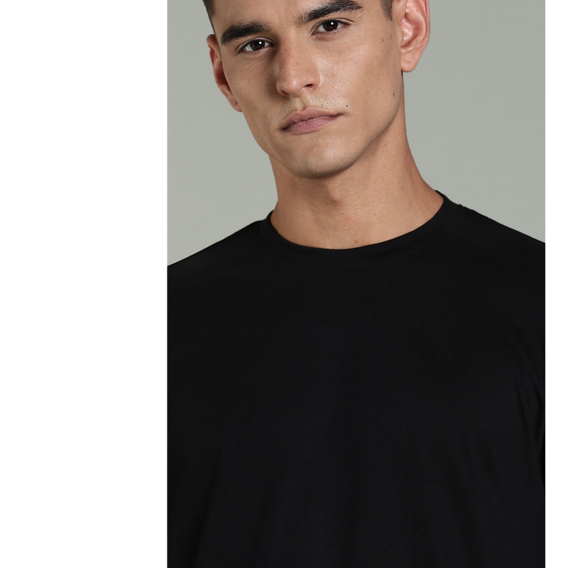 Funny Tales Solid Black T-shirt for Men