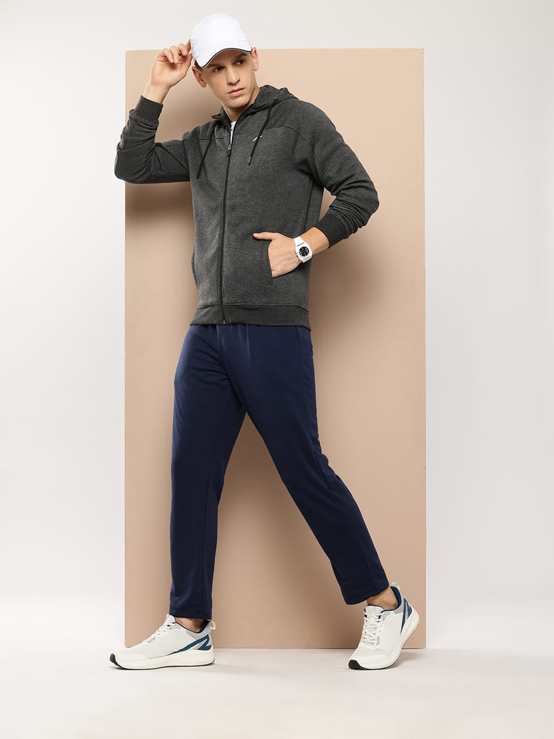 Alcis Men Grey Melange Solid Cotton Sporty Jacket