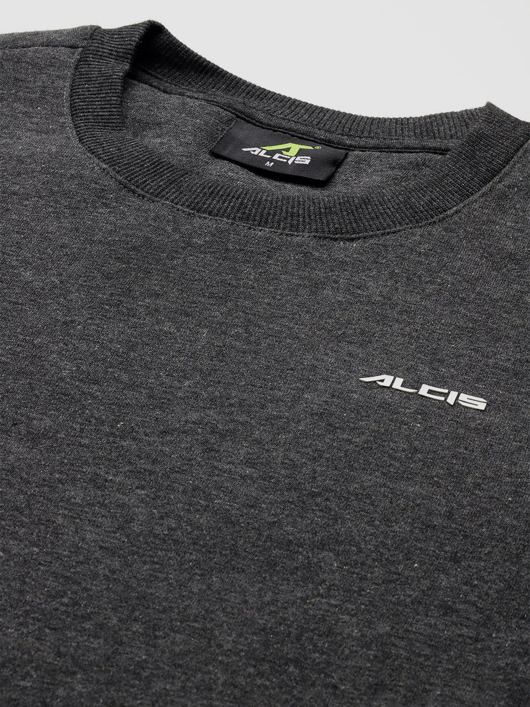 Alcis Men Grey Melange Solid Cotton Sweatshirt