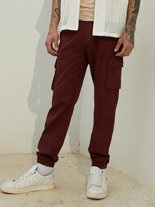 Cuffed Hem Cargo Trousers