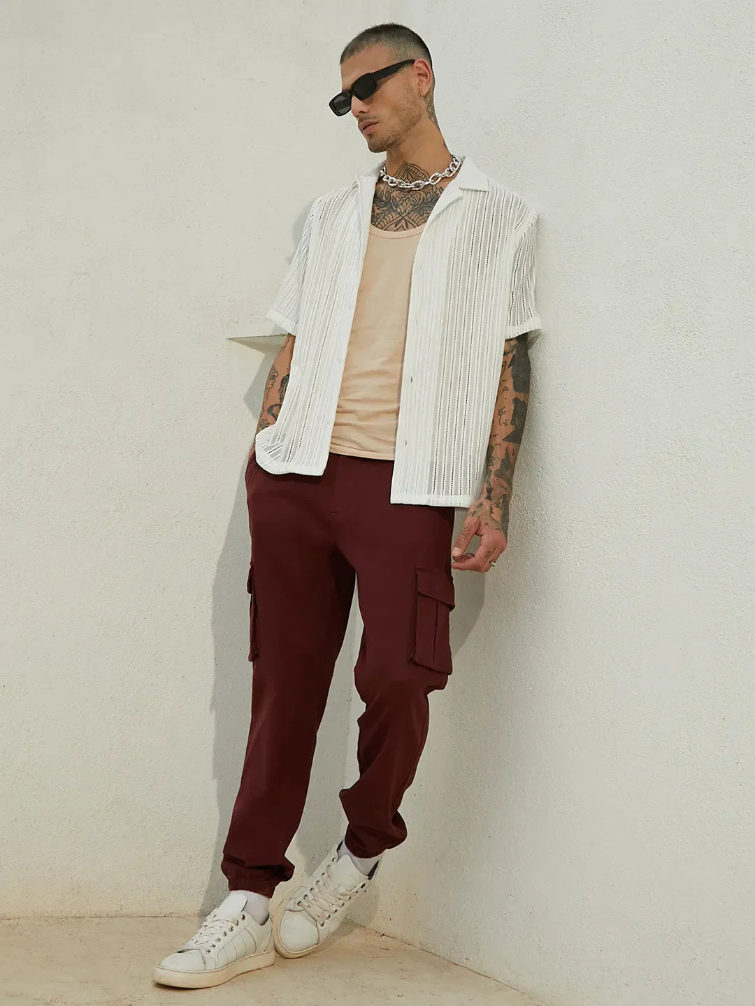 Cuffed Hem Cargo Trousers