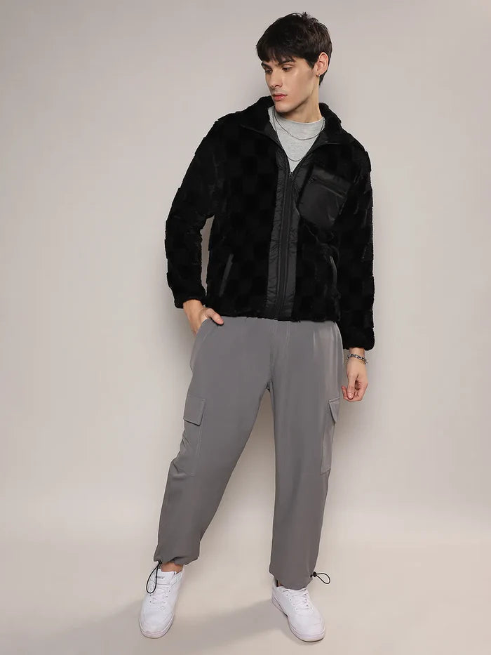 Fleece Buffalo Check Puffer Jacket