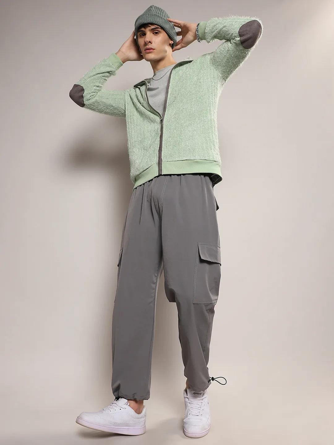 Self-Design Striped Knitted Jacket