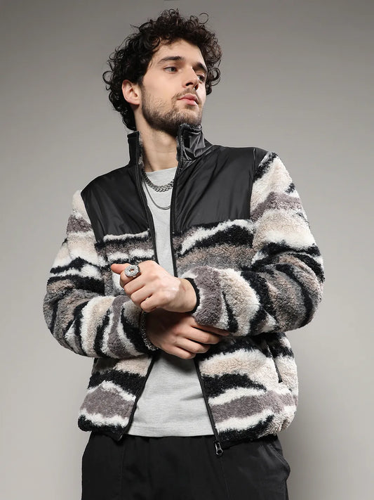 Camouflage Sherpa Zip-Front Jacket