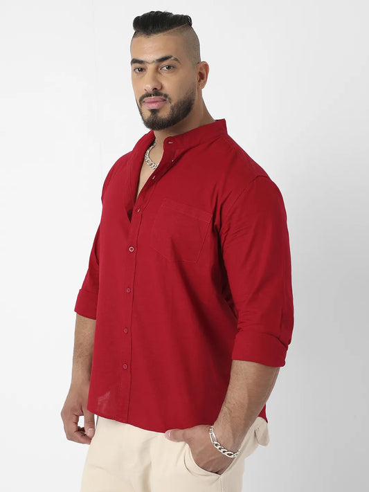 Solid Red Full Sleeve Casual Shirt