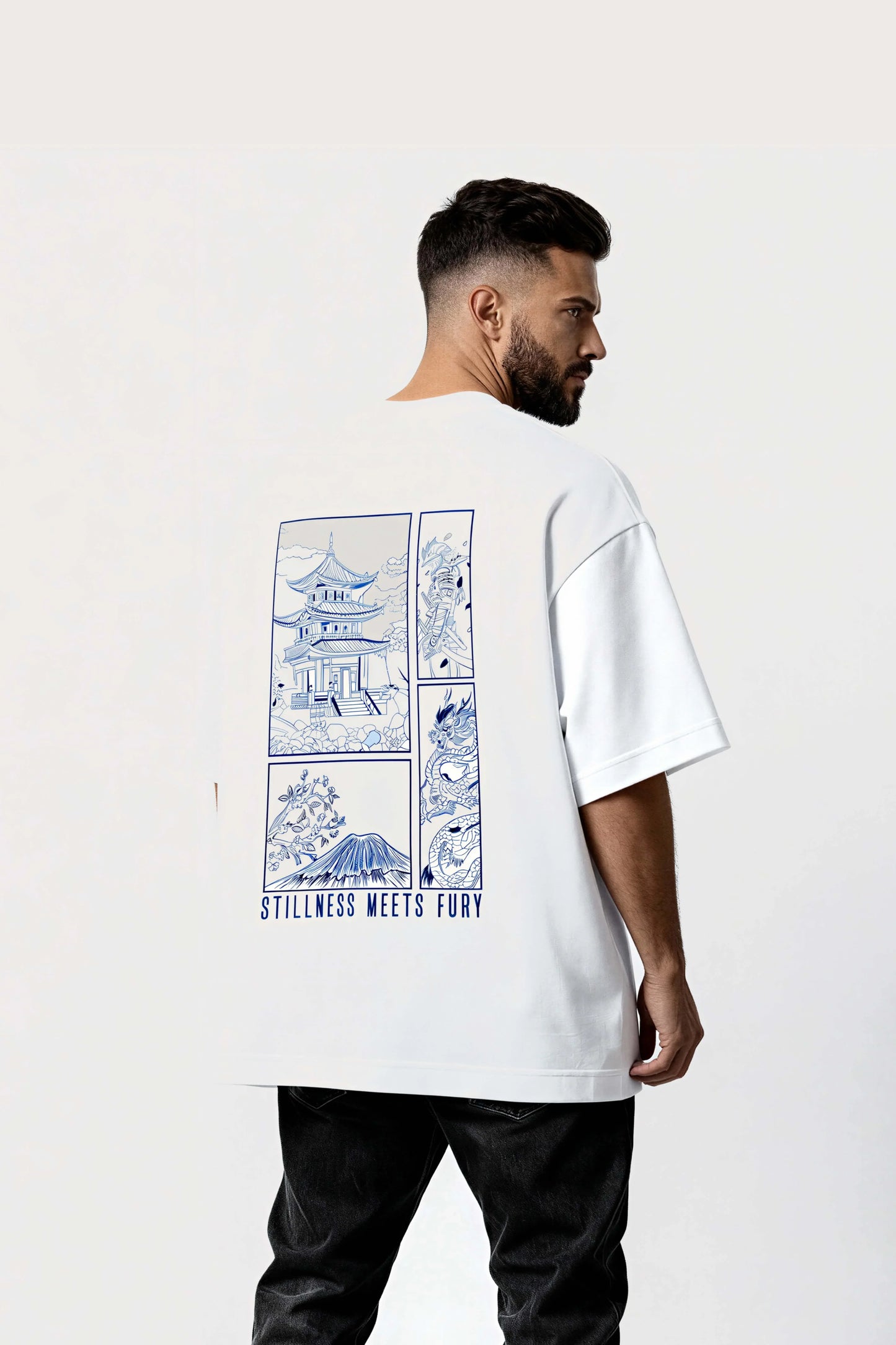Men oversized white tshirt fury lifestyle