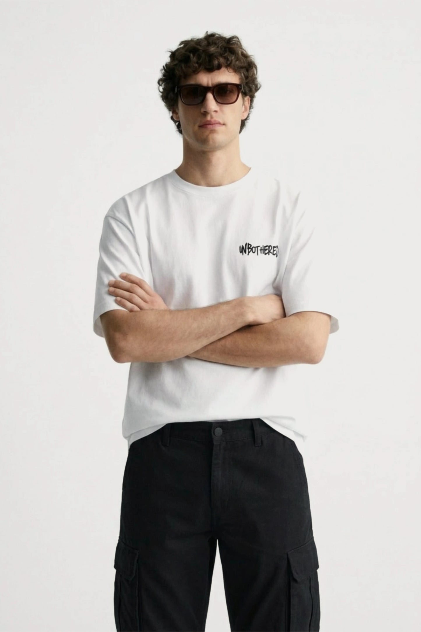 Men’s black loosefit twill cotton cargo pants