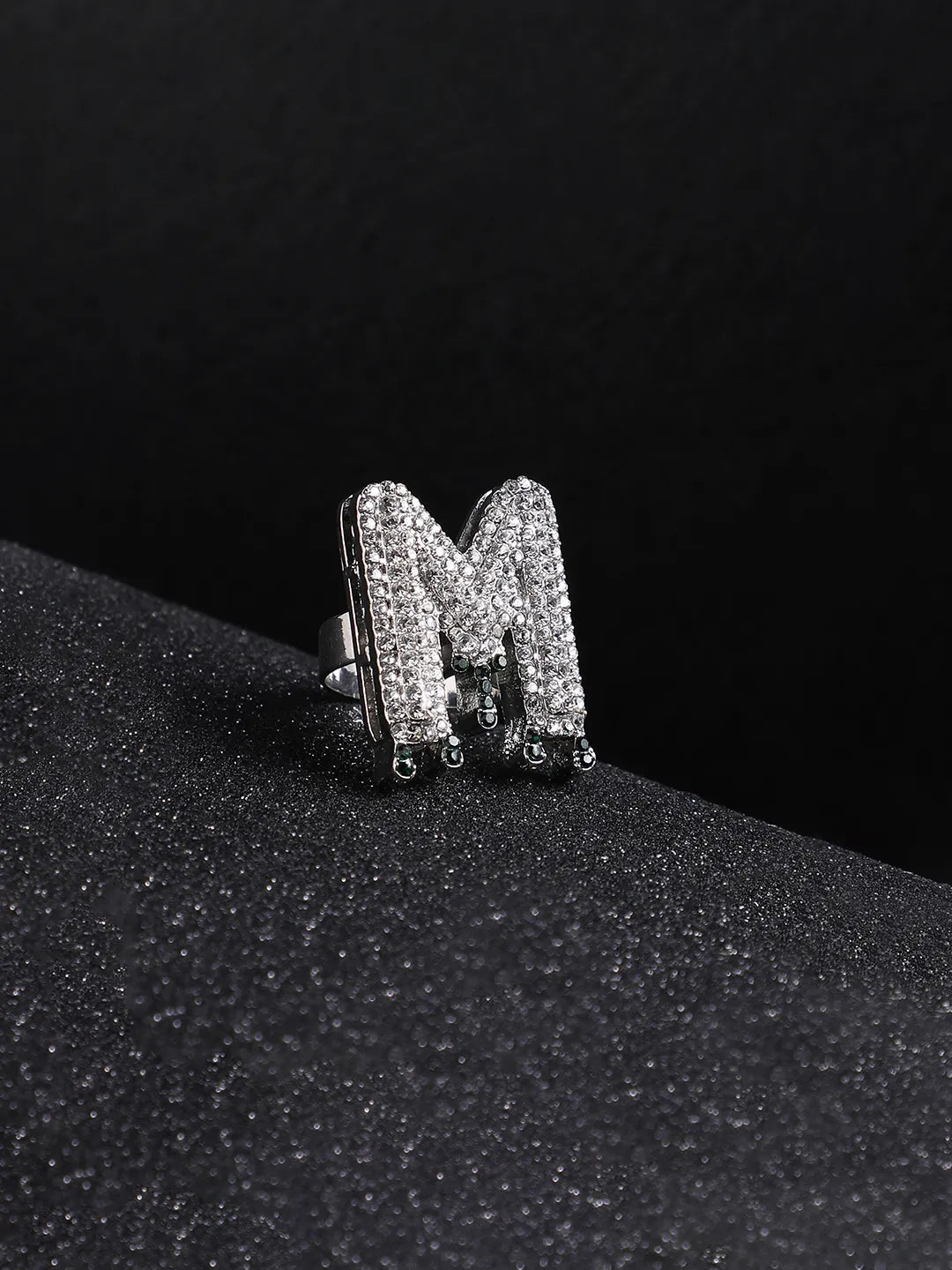 Bling M Alphabet Ring - Silver
