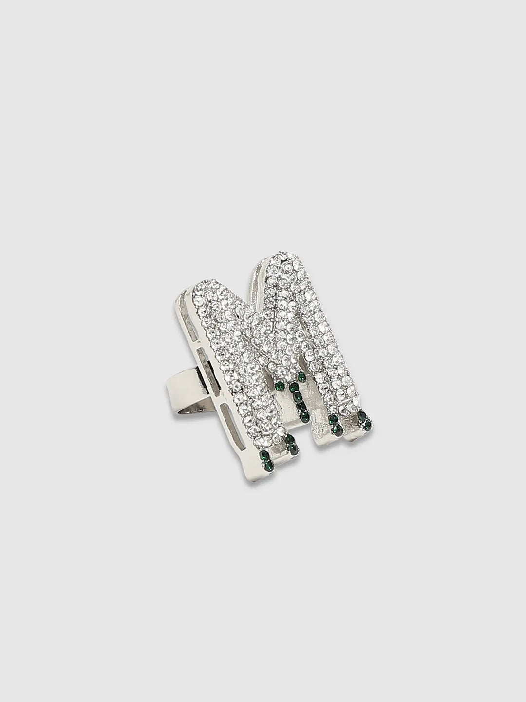 Bling M Alphabet Ring - Silver