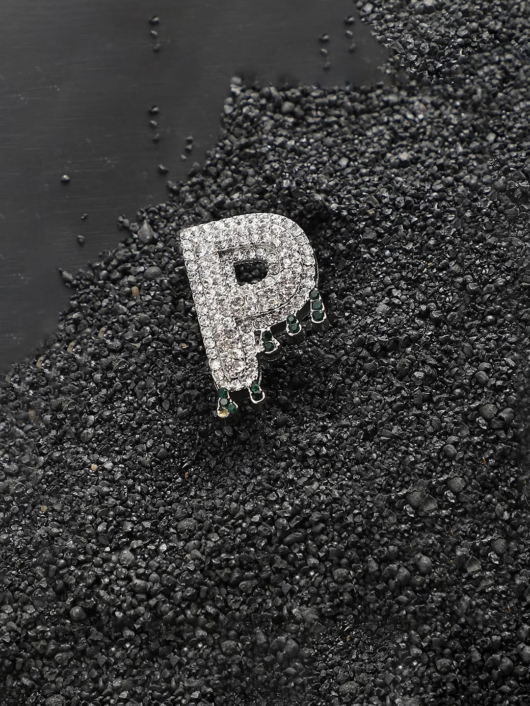 Bling P Alphabet Ring - Silver