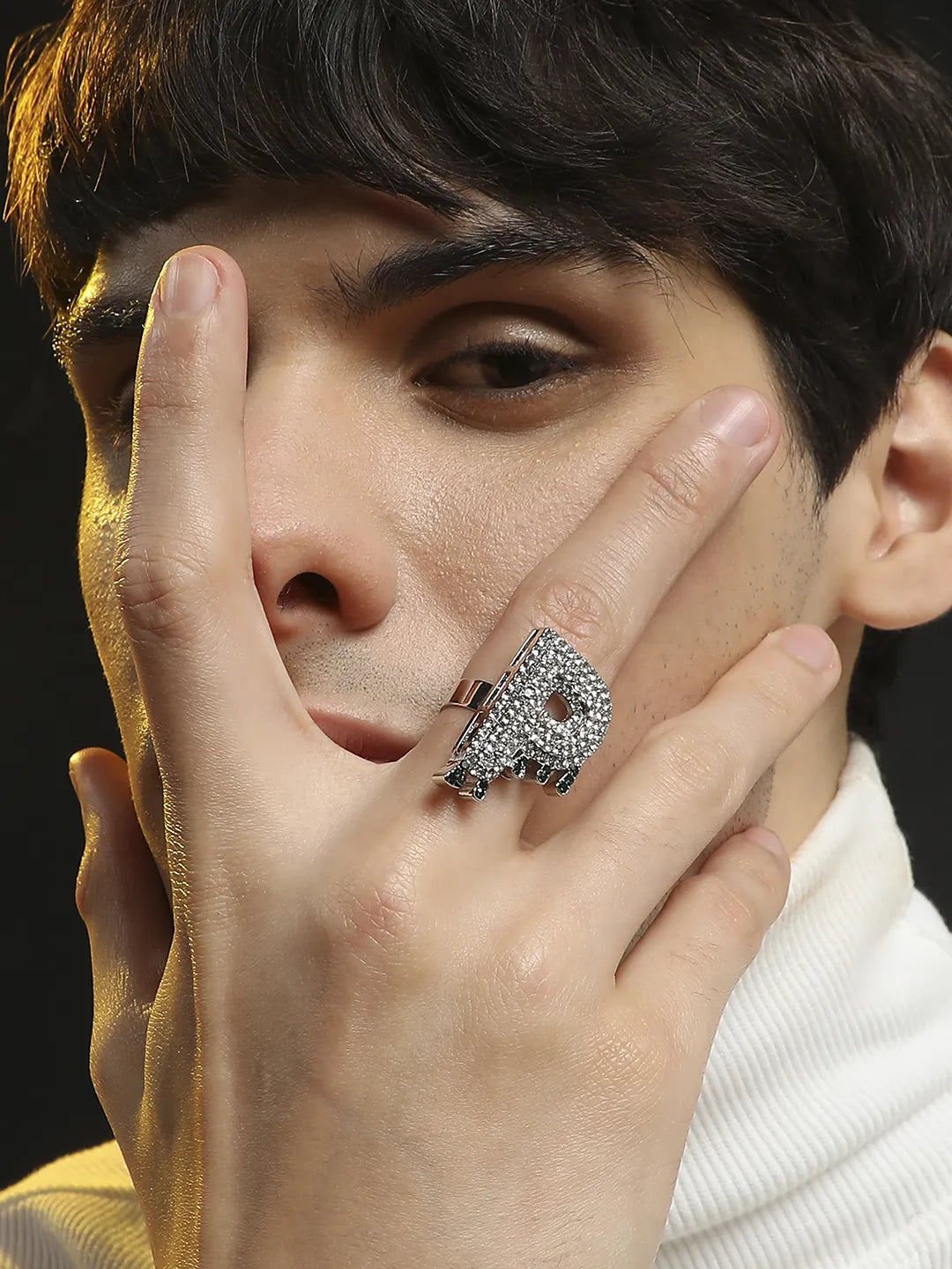 Bling P Alphabet Ring - Silver