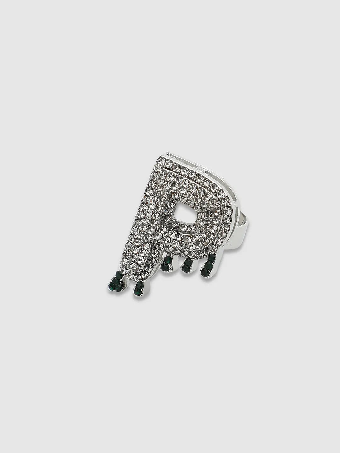 Bling P Alphabet Ring - Silver