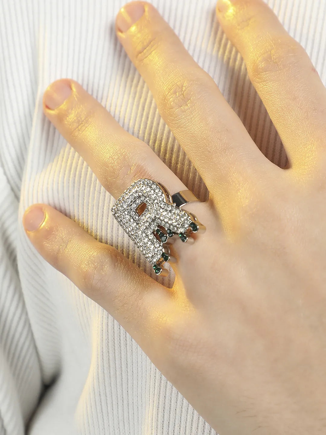 Bling R Alphabet Ring - Silver