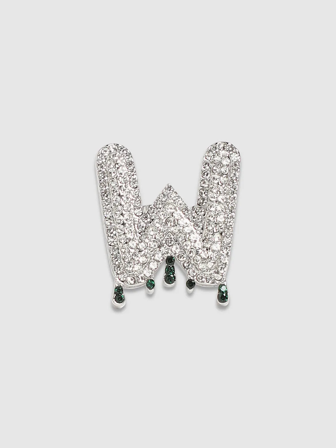 Bling W Alphabet Ring - Silver