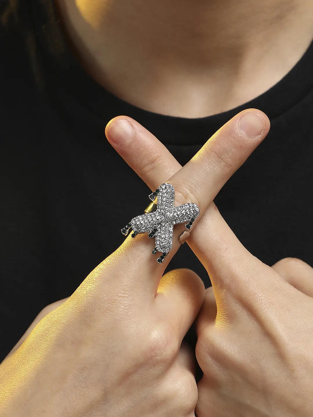 Bling X Alphabet Ring - Silver
