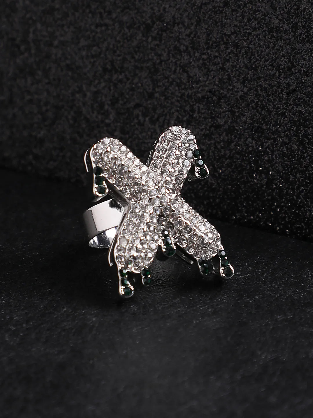 Bling X Alphabet Ring - Silver