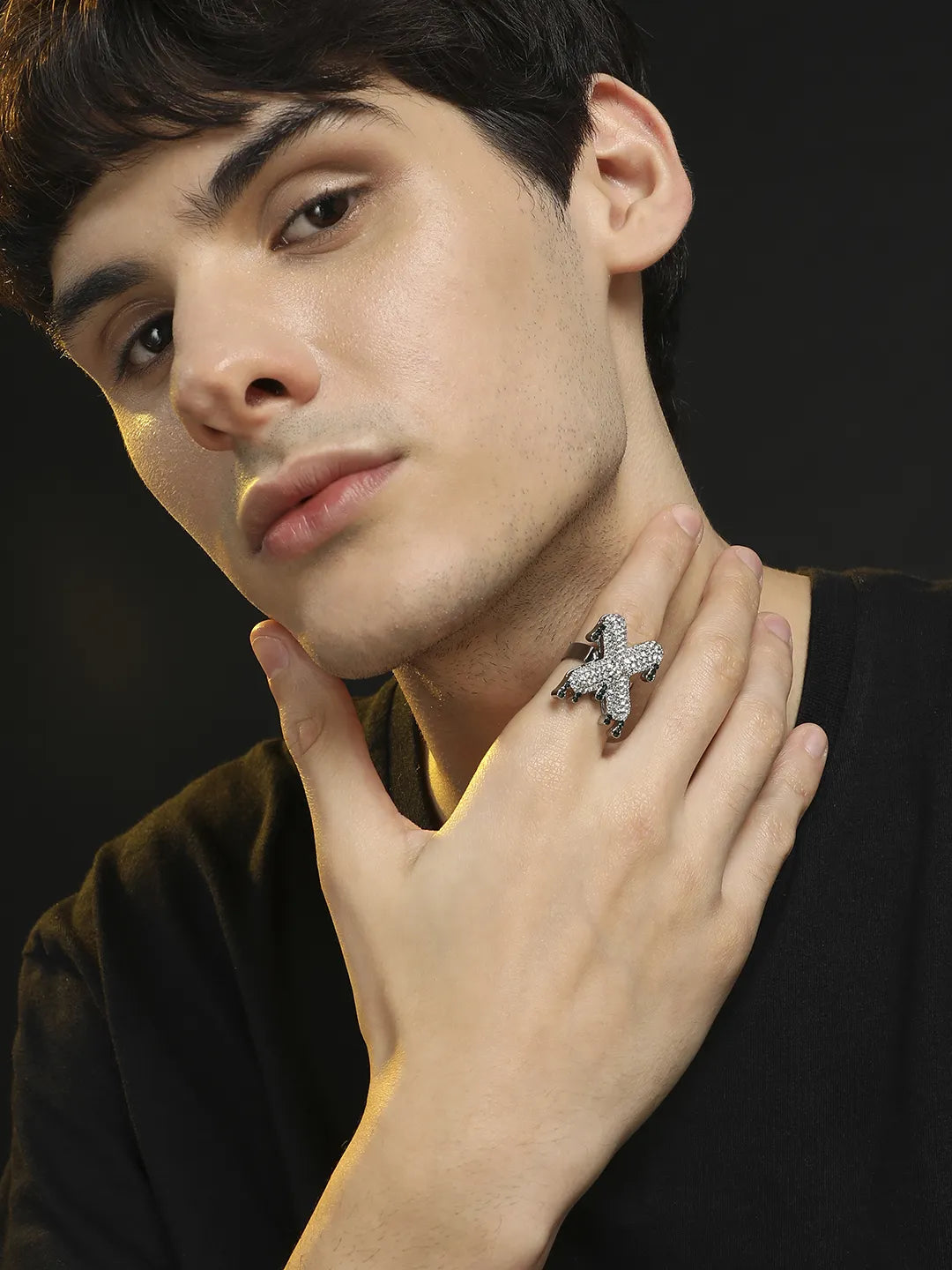 Bling X Alphabet Ring - Silver
