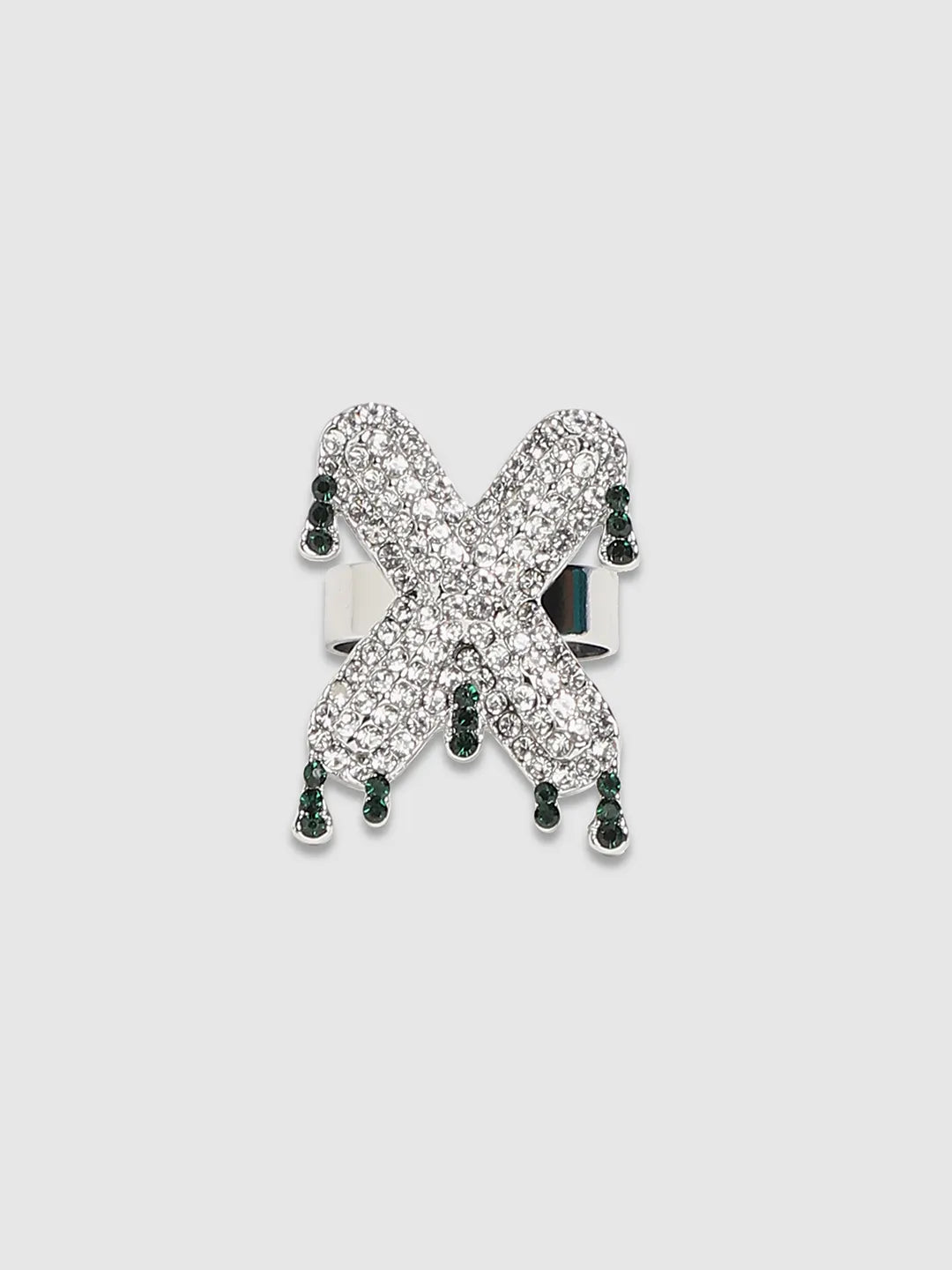 Bling X Alphabet Ring - Silver