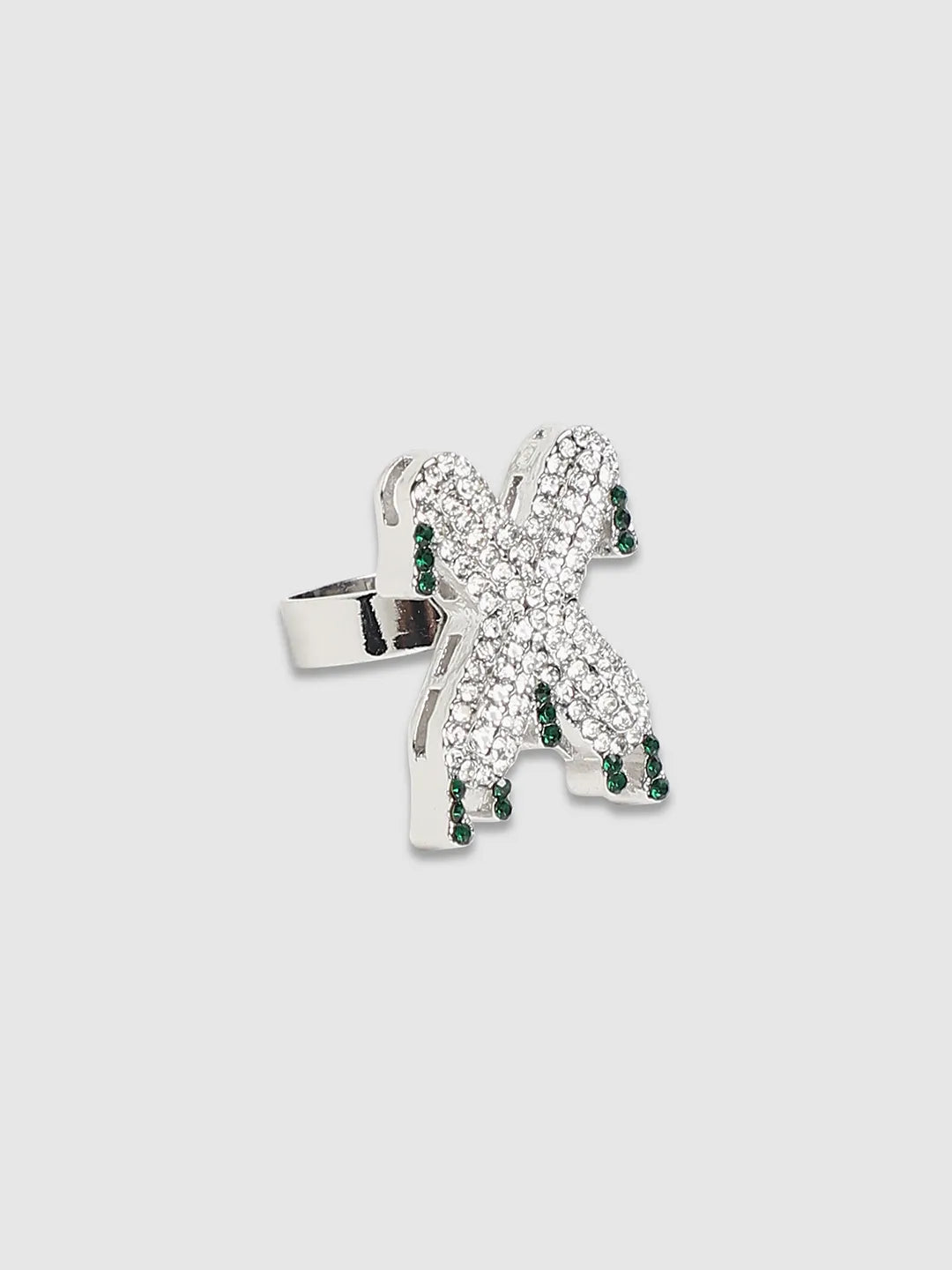 Bling X Alphabet Ring - Silver