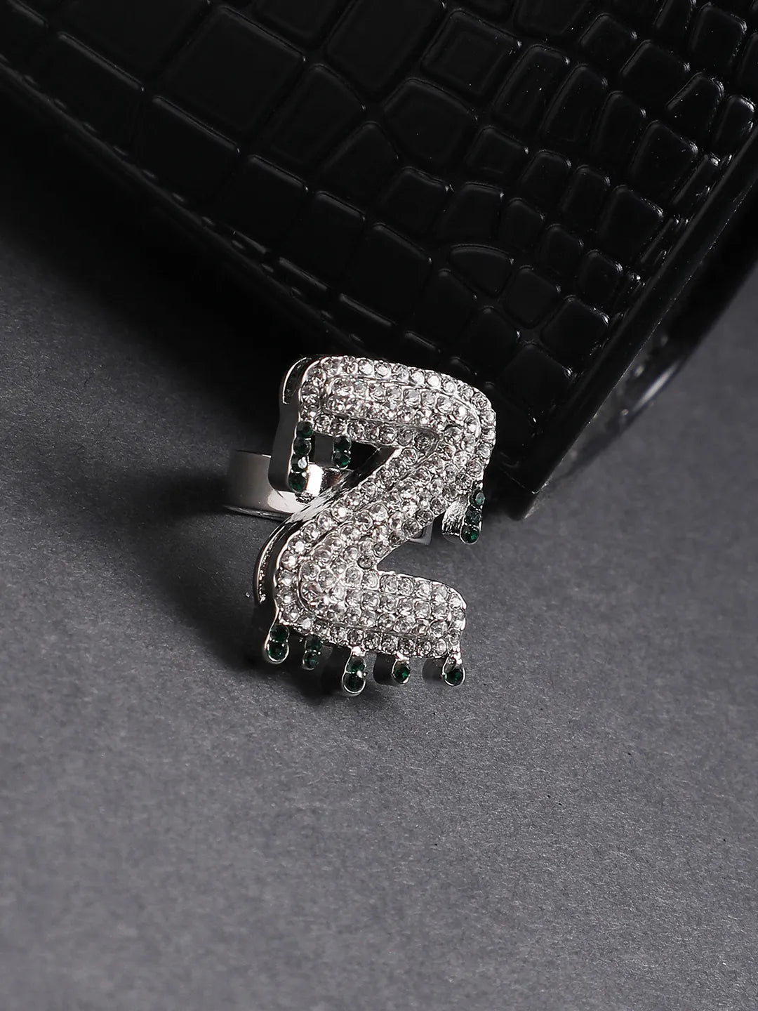 Bling Z Alphabet Ring - Silver