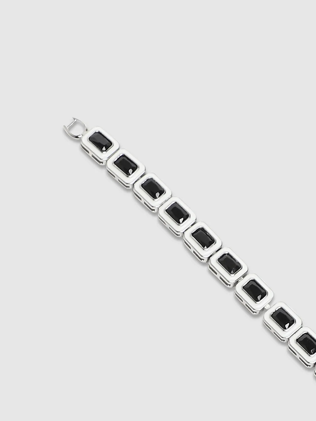 Contrast Enamel Tennis Bracelet - Black & White