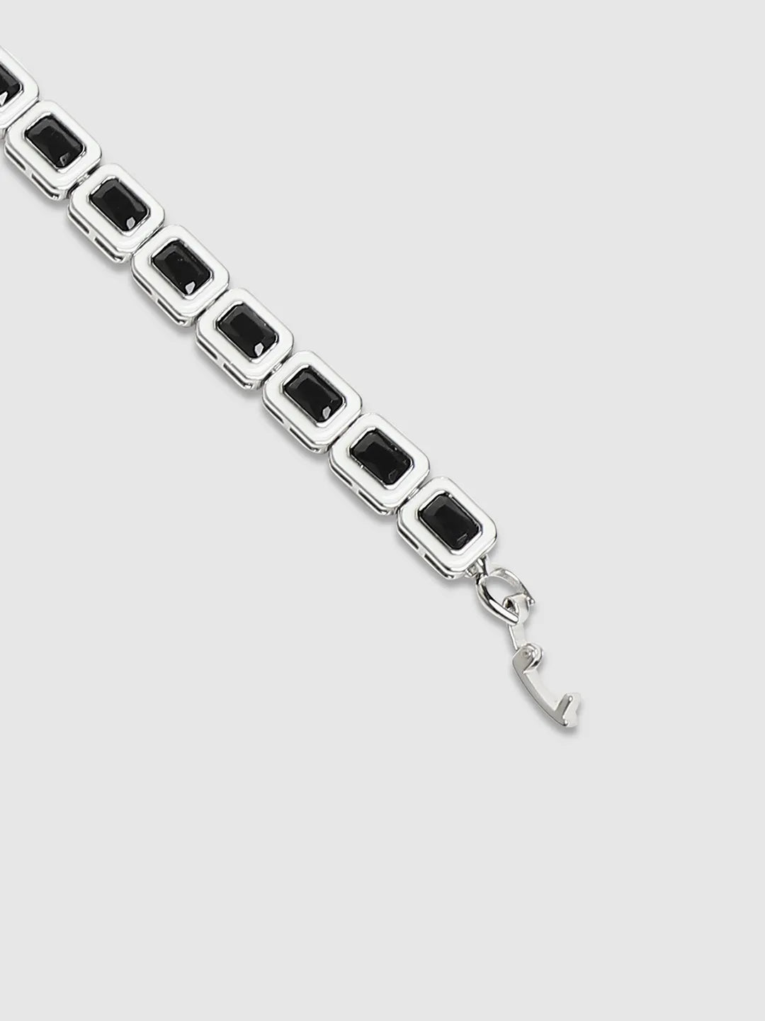 Contrast Enamel Tennis Bracelet - Black & White