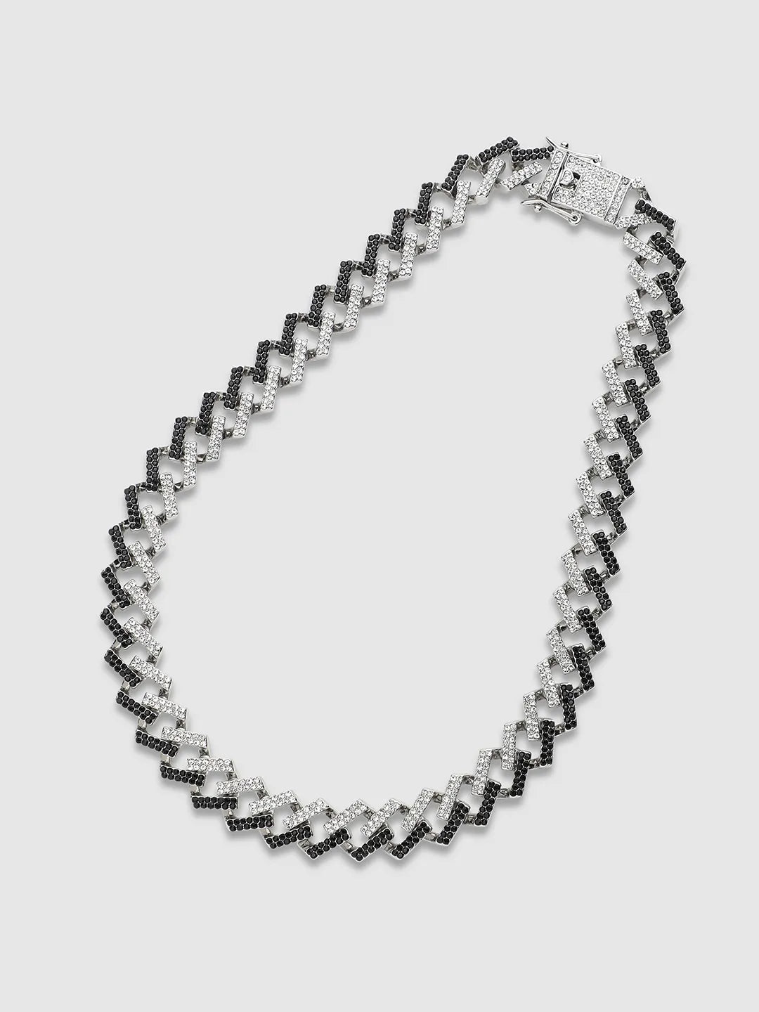 Embellished Contrast Chain - Black & Silver