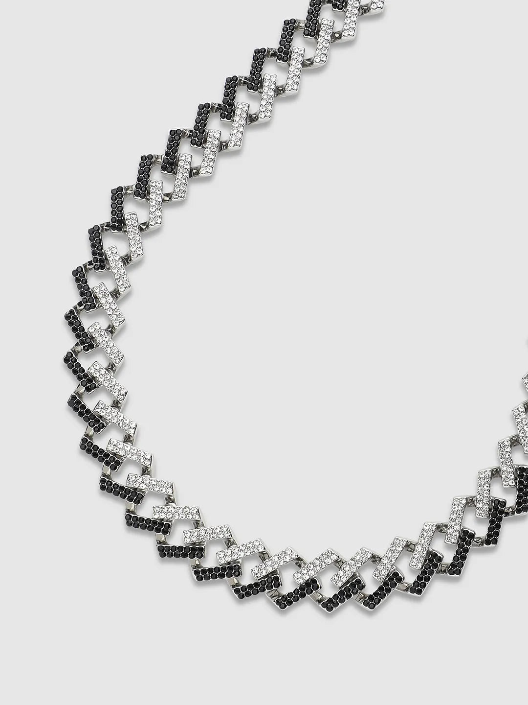 Embellished Contrast Chain - Black & Silver