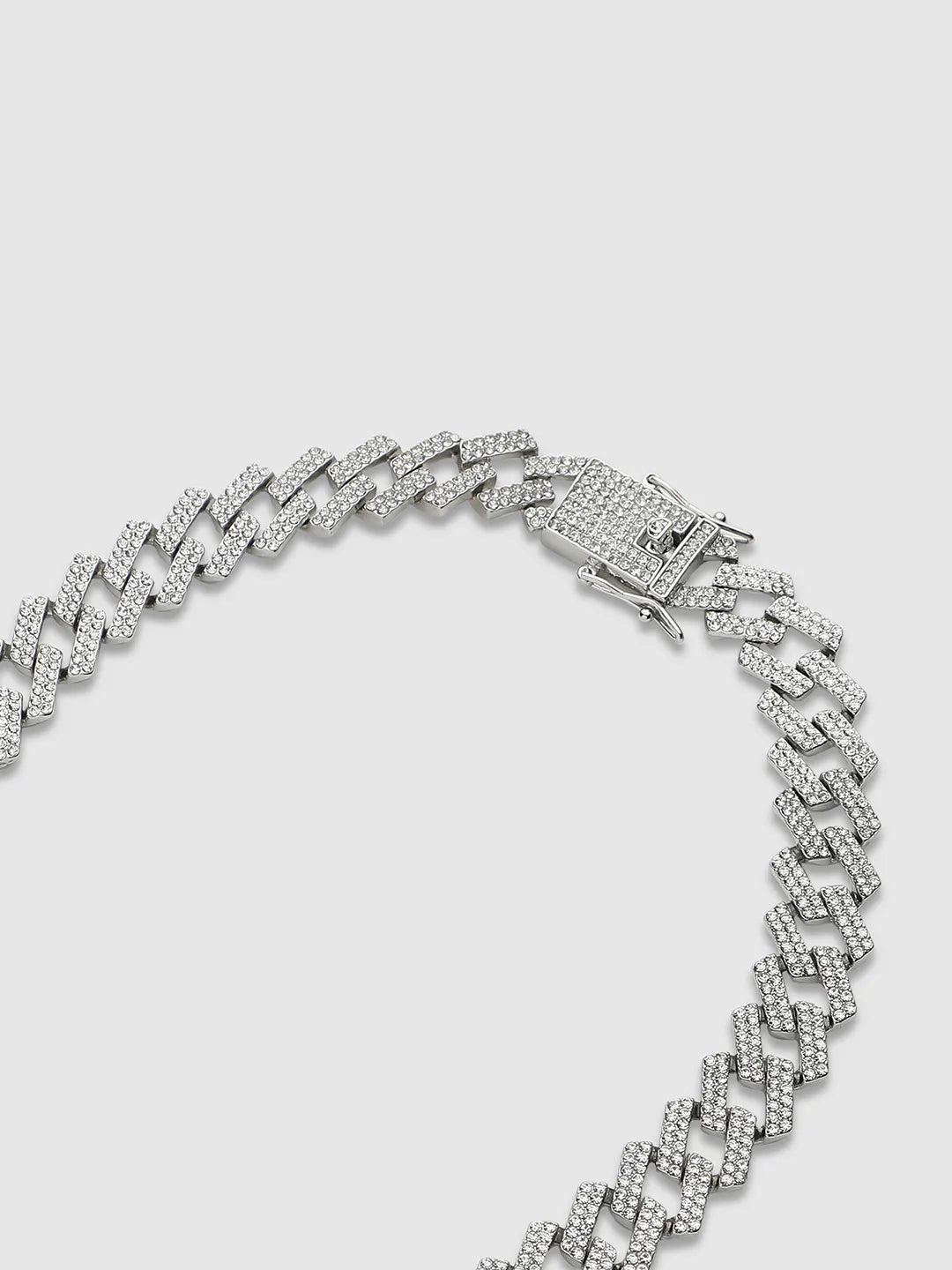 Mens-Embellished-Criss-Cross-Chain-Necklace-Silver
