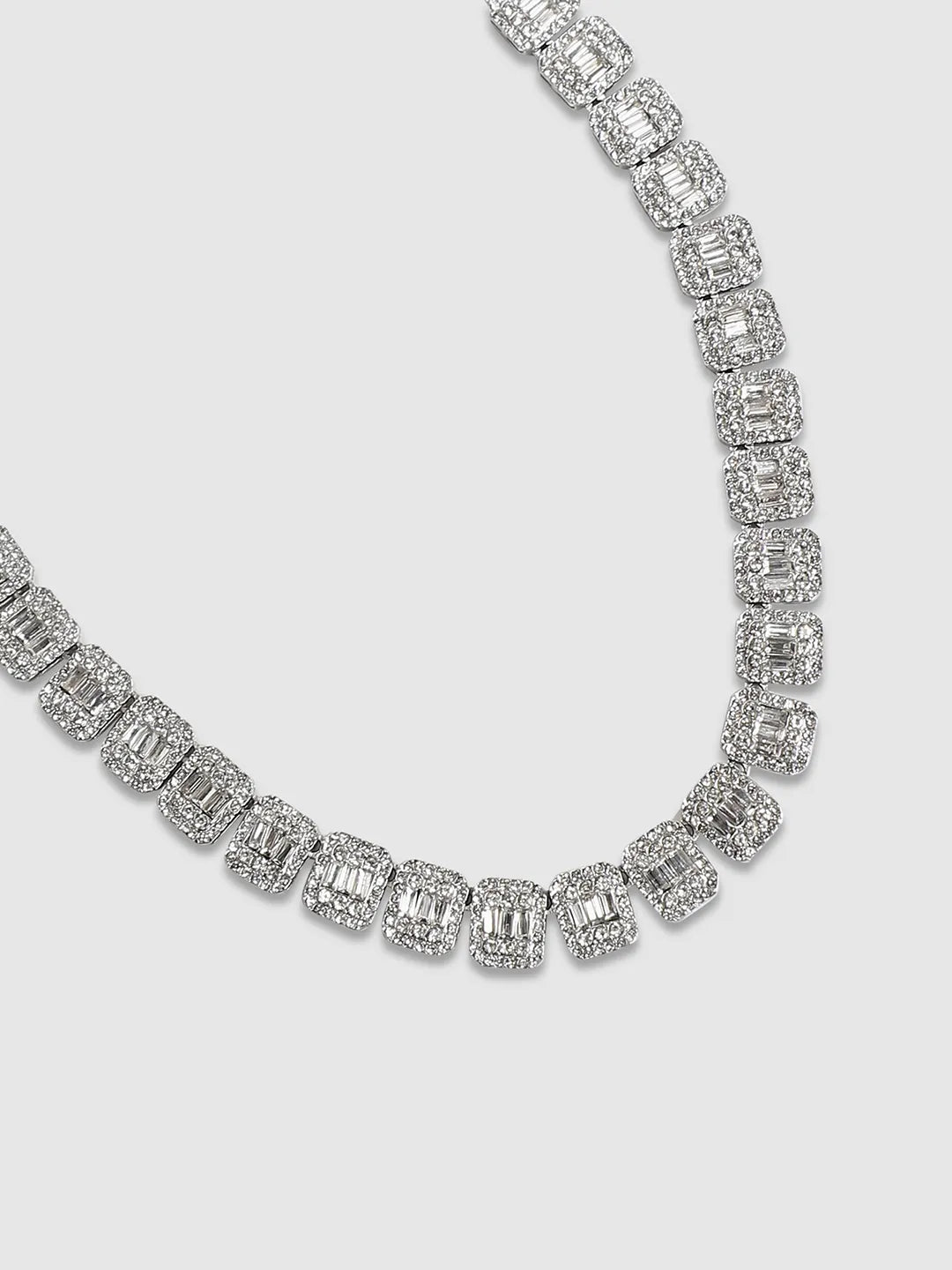 Geometric Bling Collar Chain - Silver