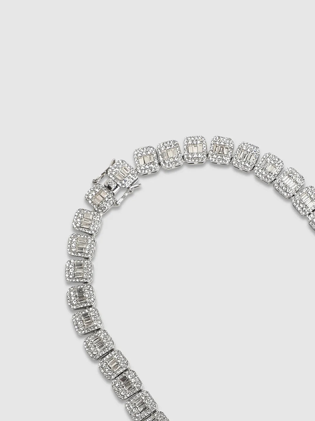 Mens-Geometric-Bling-Collar-Necklace-Silver