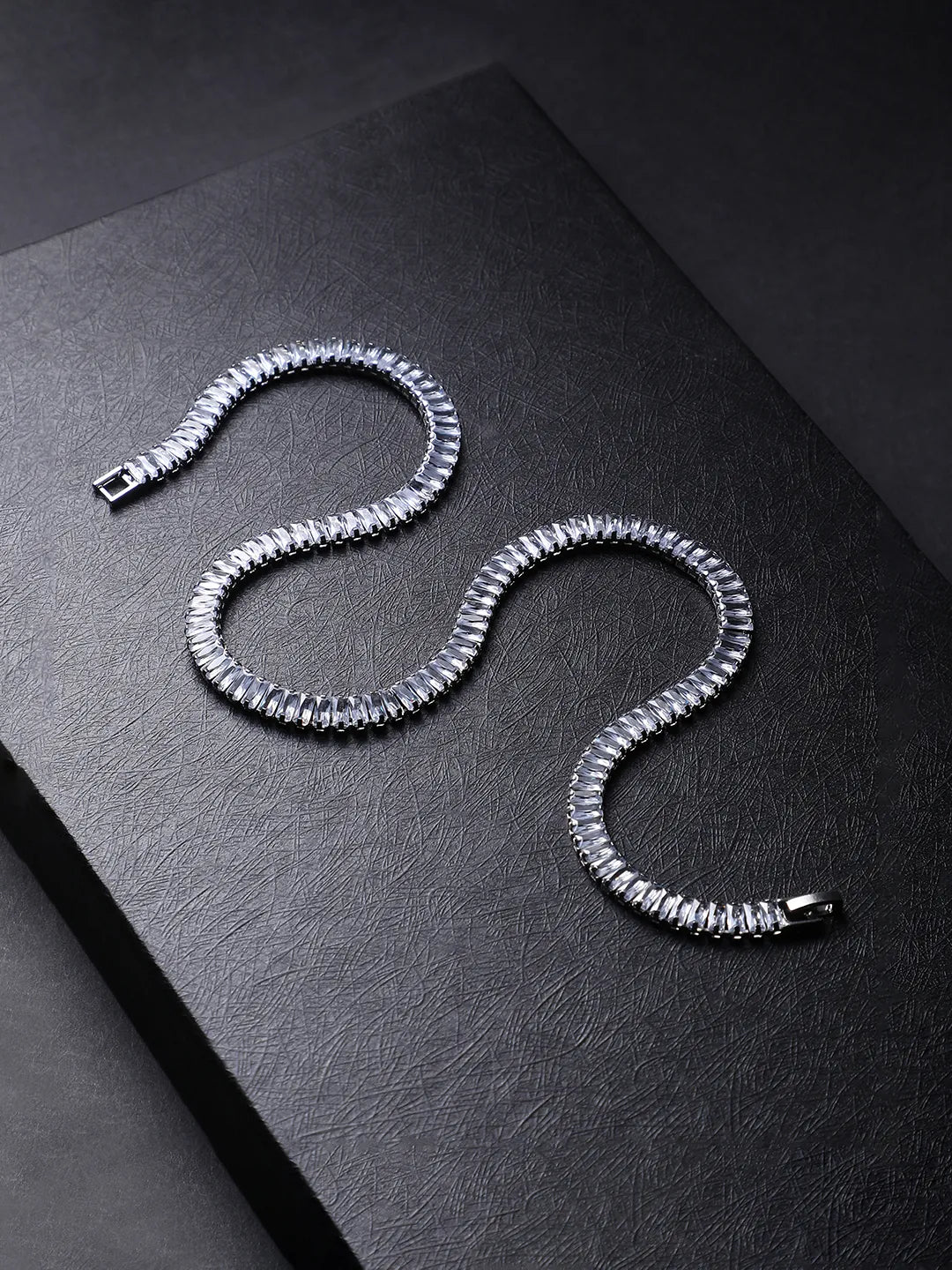 Geometric Stone Collar Chain - Silver