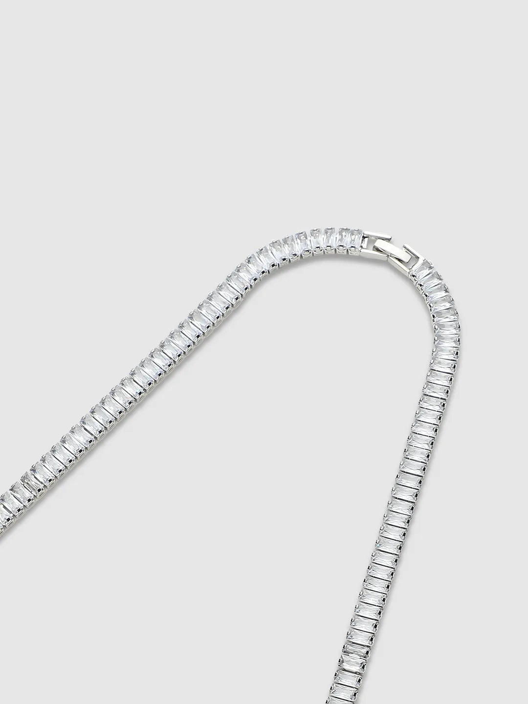 Mens-Geometric-Stone-Collar-Necklace-Silver