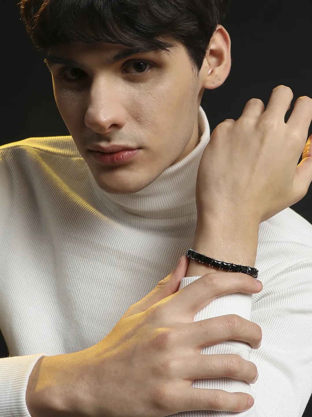 Geometric Stone Tennis Bracelet - Charcoal Black