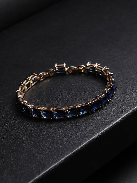 Geometric Stone Tennis Bracelet - Sapphire Blue