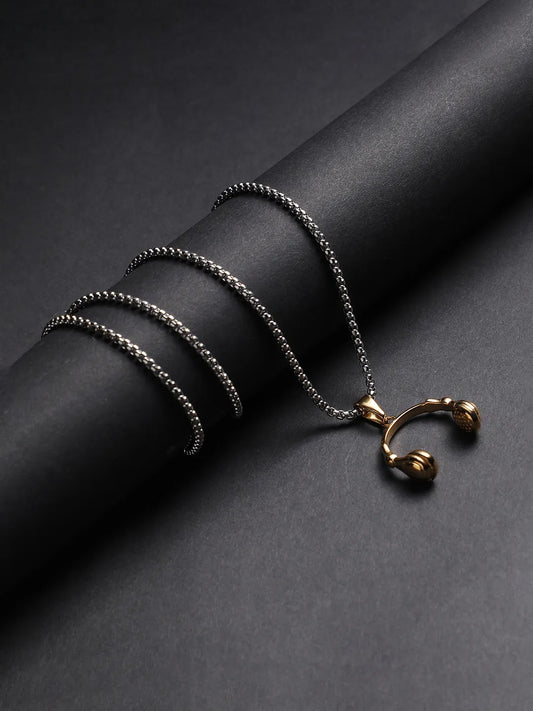 Headphone Pendant with Chain - Champayne Gold