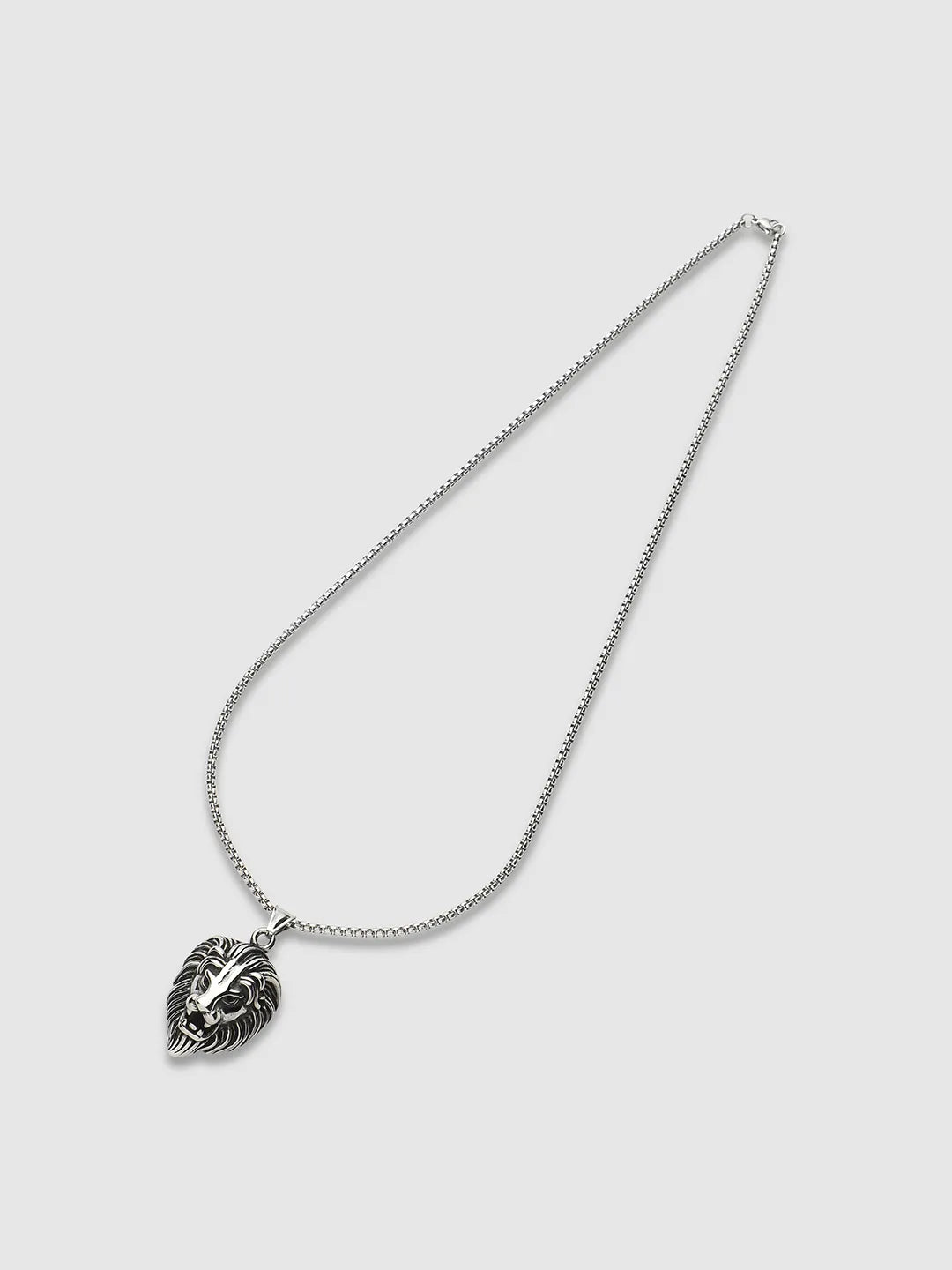 Lion Pendant with Chain - Silver